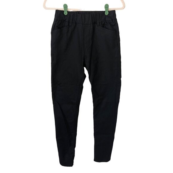 Bevy Pants Size 25 Pull On Coated Cotton Stretch Skinny Black High Waist Edgy - Picture 1 of 10